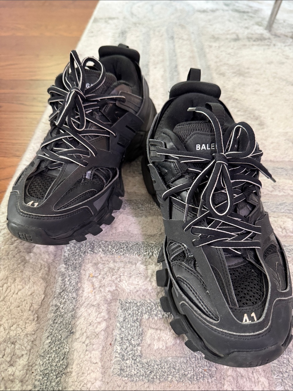 Balenciaga Men's Black Layered Track Sneakers